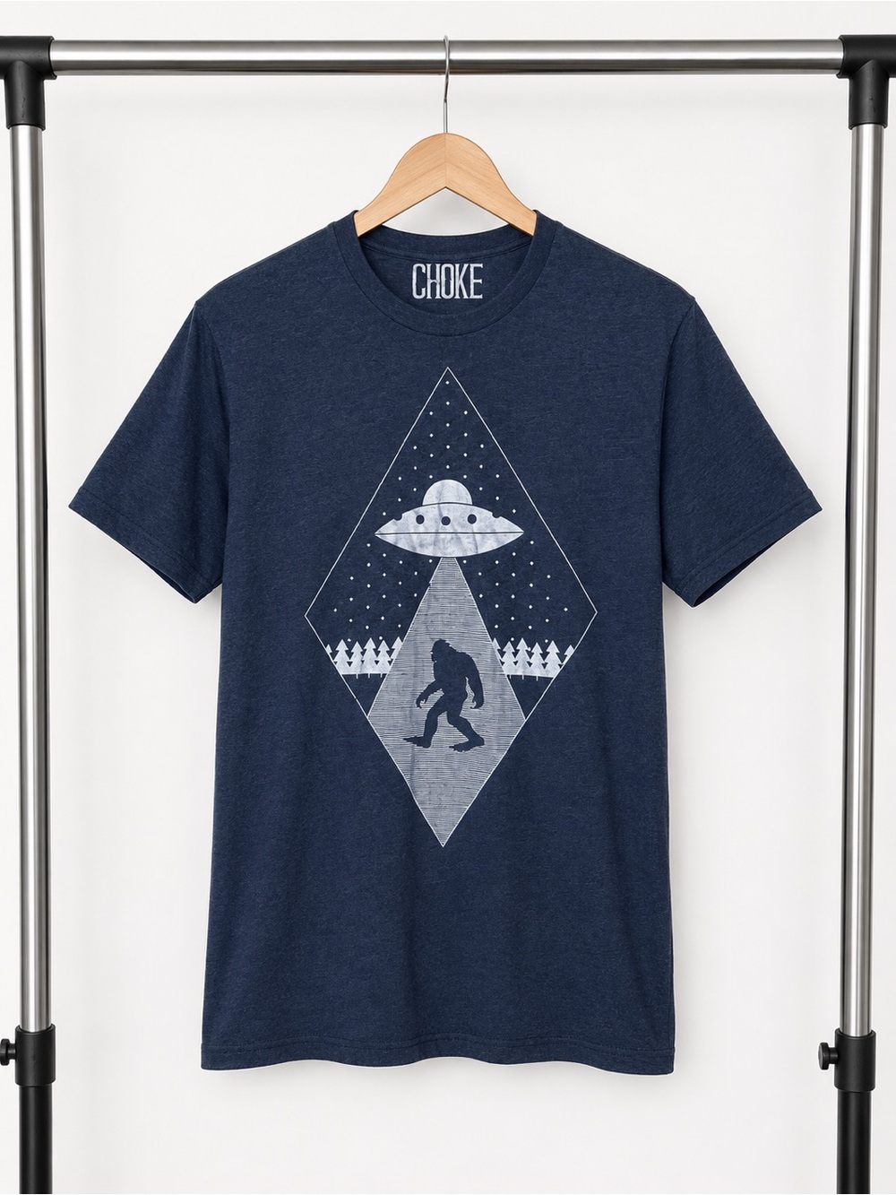 CHOKE Men's Navy Short Sleeve UFO Sasquatch Graphic Tee